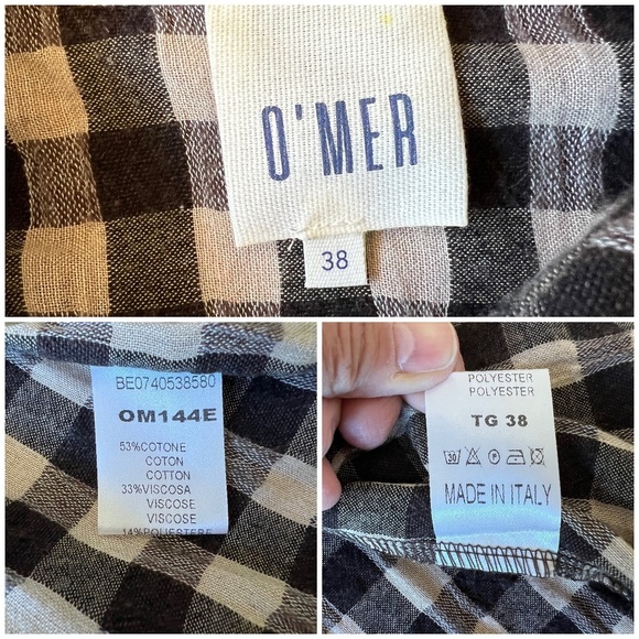 O’MER SHIRT WOMENS US 8 CHECKED PREPPY ITALIAN COTTON BLD CLASSIC CASUAL CHIC - Picture 12 of 12